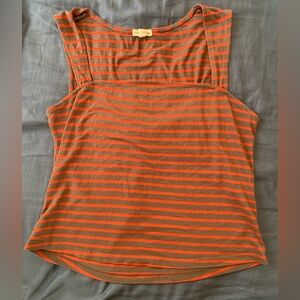 Striped Red and Gray Sleeveless Top